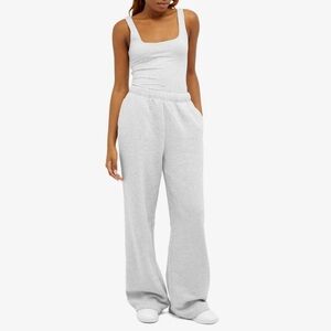 GOOD AMERICAN Brushed Fleece Wide Leg Sweatpants Burgundy Size 3 Large Petite